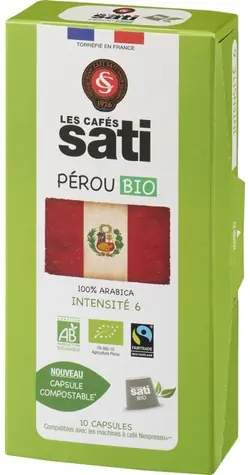 Les Cafés Sati Peru Bio Nespresso 10 ks / Kapslová káva 
