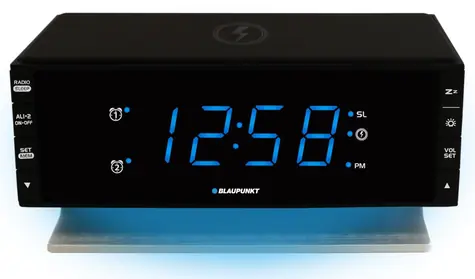 BLAUPUNKT CR55CHARGE černá / rádio budík / bezdrátová nabíječka / LED displej 