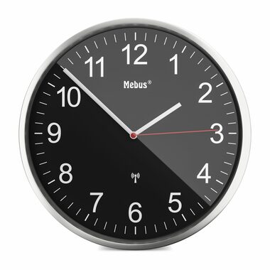 Rozbaleno - Mebus 19578 - Rádiem řízené nástěnné hodiny / 30 cm / 1x AA / rozbaleno