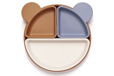 Kidnort Retter 3v1 Silikonový dělený talíř tmavý