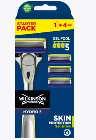 Wilkinson Hydro5 Skin Protection Sensitive Clampac holící strojek + náhradní hlavice 4ks