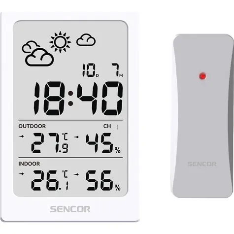 SENCOR SWS 2300 W meteostanice bílá / LCD / bezdrátové čidlo
