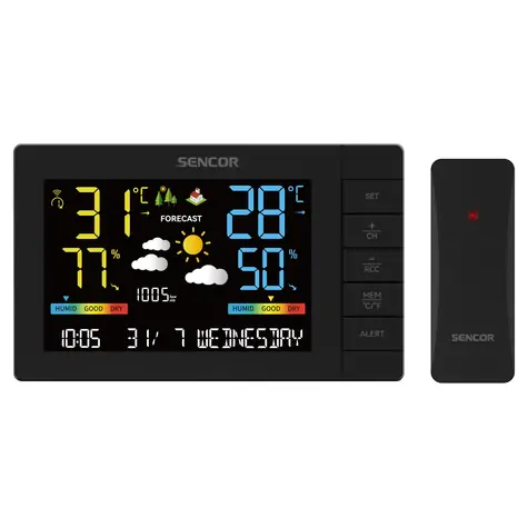 SENCOR SWS 4440 meteostanice černá / LCD / bezdrátové čidlo