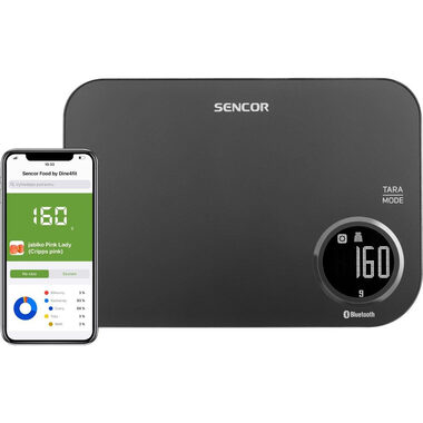SENCOR SKS 7078BK černá / chytrá kuchyňská váha / max. 5kg / funkce TARE / Bluetooth 