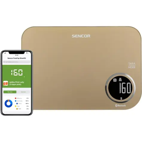SENCOR SKS 7077CH béžová / chytrá kuchyňská váha / max. 5kg / funkce TARA / Bluetooth 