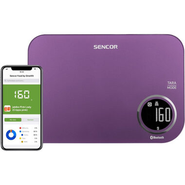 SENCOR SKS 7073VT fialová / chytrá kuchyňská váha / max. 5kg / funkce TARA / Bluetooth 