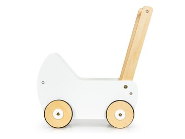 ECOTOYS Dřevěný vozík pro panenky bílá / od 3 let