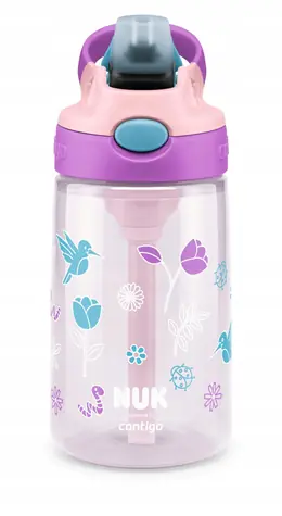 NUK Láhev na pití s brčkem 420ml / růžová / od 4 let 