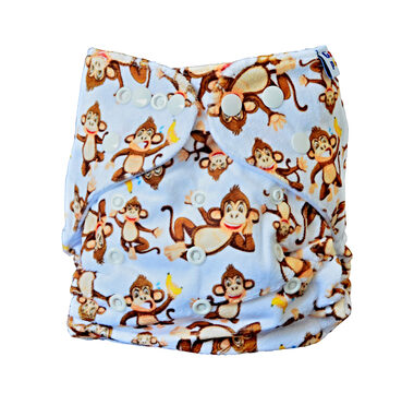 GaGa's Látková plena AIO Hnědá opice minky