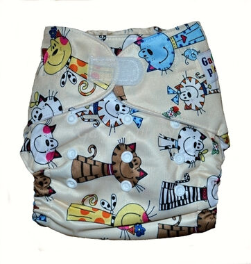 GaGa's Látková plena AIO Kočky na suchý zip