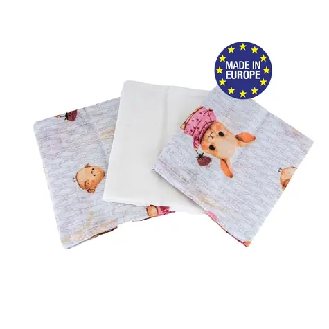 Bomimi Pleny bavlna Premium 140 g/m2 potisk, 80x70, 3ks, ZAJÍČEK-RŮŽOVÁ