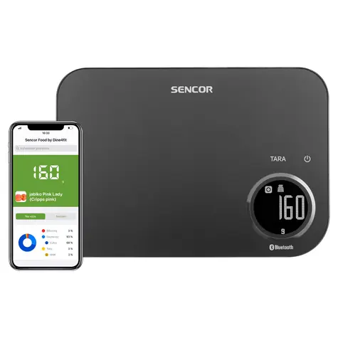 SENCOR SKS 7178BK černá / chytrá kuchyňská váha / max. 8kg / funkce TARA / Bluetooth