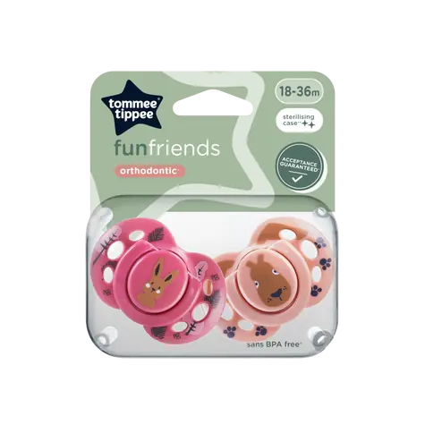 Tommee Tippee Dudlík silikon fun girl 2ks 18-36m - více barevných variant