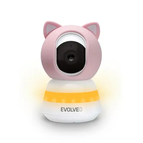 EVOLVEO Baby Monitor LUX růžová / Elektronická videochůvička / 360° dohled / noční vidění / detekce pláče a pohybu