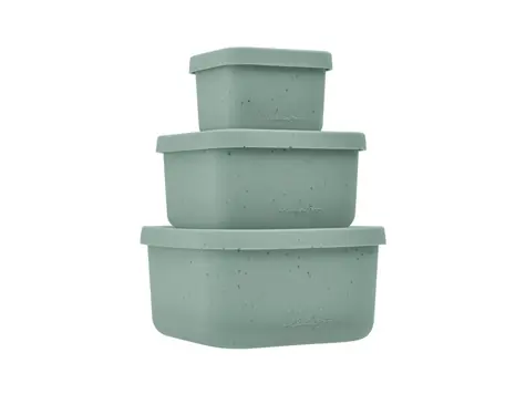 KikkaBoo Sada boxů na svačinu 3 ks Platinum Silicone Sage