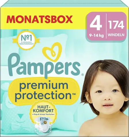 Pampers Premium Protection 9-14 kg (174 ks) / plenkové kalhotky / velikost 4 (9-14 kg)
