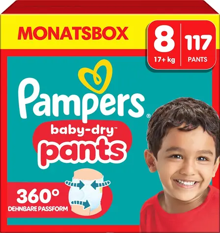 Pampers Baby Dry Pants XL 17+kg (117 ks) / plenkové kalhotky / velikost 8 (17+kg) 
