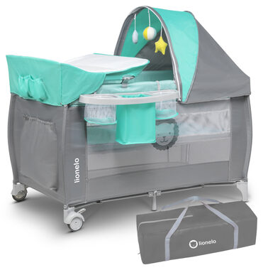 LIONELO Postýlka cestovní Sven Plus Turquoise Grey