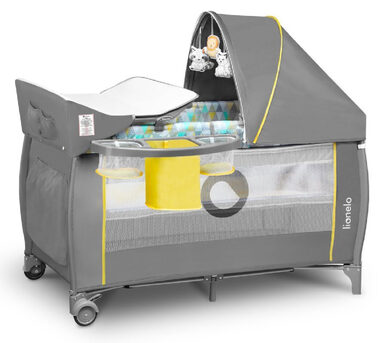 LIONELO Postýlka cestovní Sven Plus Yellow Scandi