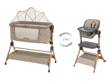 KikkaBoo Postýlka a židlička 2v1 Sleat Me Beige / od narození / do 9kg