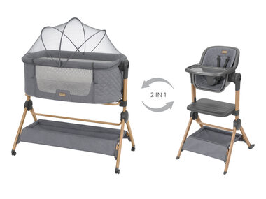 KikkaBoo Postýlka a židlička 2v1 Sleat Me Grey / od narození / do 9kg