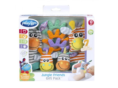 Playgro - Dárkový set chrastící ponožky a náramky Jungle Friends / od 0 let