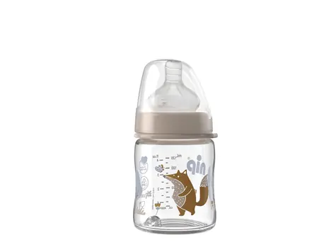 NIP Láhev kojenecká sklo široká silikon-S 120ml 0m+