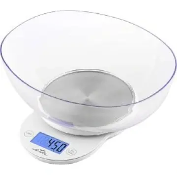 ETA ETA577090000 bílá / kuchyňská váha s nádobou 2.6l / max nosnost 5kg / přesnost 1g / LCD displej / 3x AAA