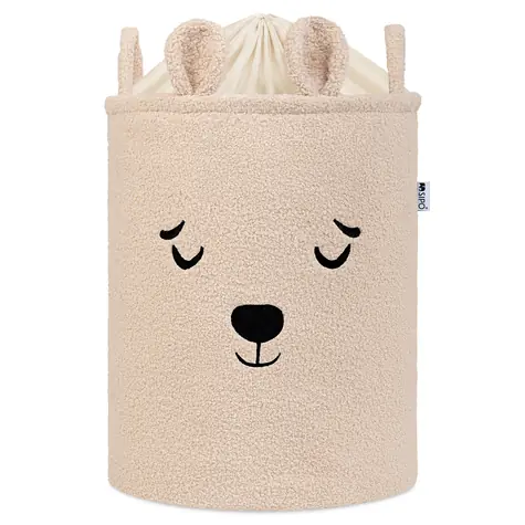Sipo Premium Bouclé se šňůrkou bear béžová / Koš na hračky / 43 l  