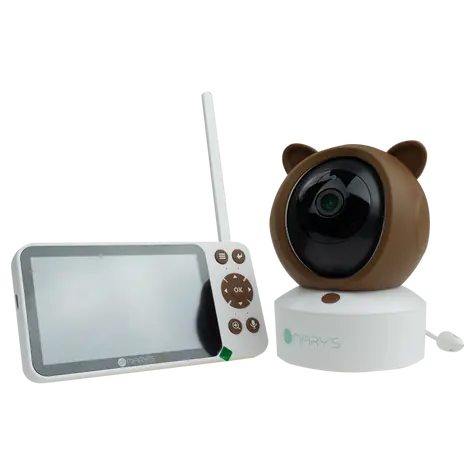 Mary's Dětská chůvička 2v1 s kamerou a LCD displejem, s WiFi / TUYA - medvídek, hnědá