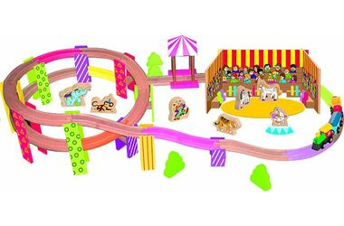 Woody vláčkodráha Cirkus / 70 dílů / vláček s vagony / dráha / příslušenství / od 3 let