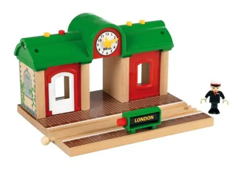 BRIO Vlaková stanice s rozhlasem a osvětlením (33578) / osvětlení / rozhlas se záznamníkem / zvuky vlaků / od 3 let