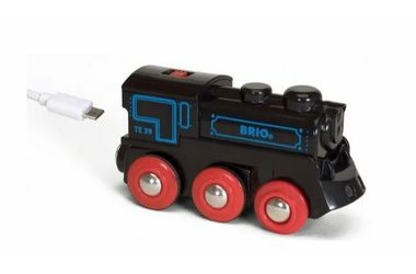 BRIO Elektrická dobíjecí lokomotiva černá (33599) / dobíjecí baterie / mini USB kabel / od 3 let