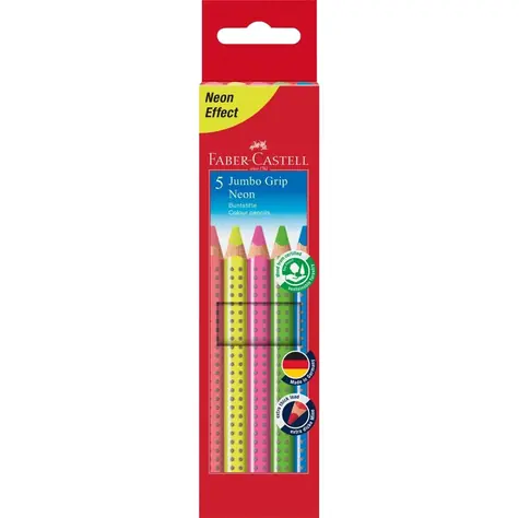 Faber-Castell Jumbo Grip Neon - Pastelky trojhranné - 5 ks