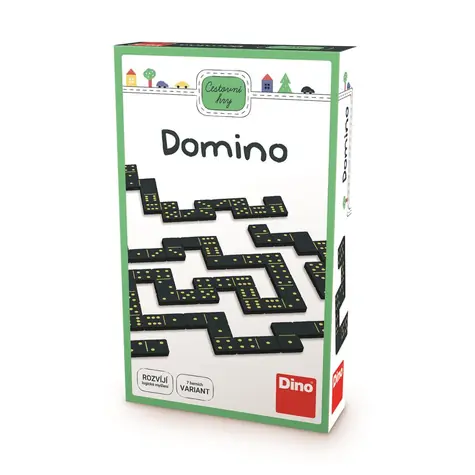 DINO DOMINO Cestovní hra / Délka hry: 10-20 min. / Počet hráčů: 2+ / od 5 let