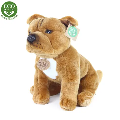 RAPPA Plyšový pes stafordšírský bulteriér hnědý sedící 30 cm / ECO-FRIENDLY / od 0 měsíců