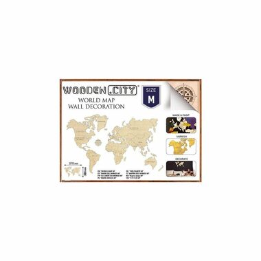 Wooden City 3D Puzzle Mapa Světa M / 31 dílů / od 14 let