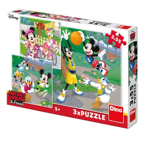 DINO Mickey a Minnie sportovci / 3x 55 dílků / od 5 let