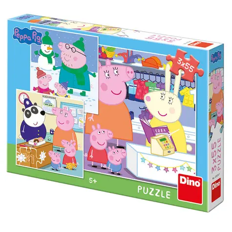 DINO Peppa Pig: Veselé odpoledne / 3x 55 dílků / od 5 let