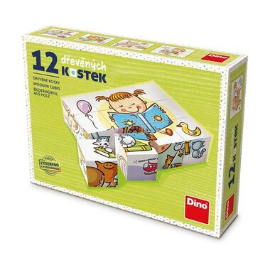 DINO Kostky Hezký den / Kubus dřevěné kostky / 12 dílků / od 3 let