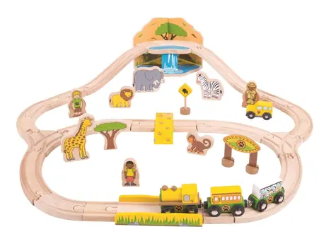 Bigjigs Rail Dřevěná vláčkodráha Safari / 38 dílů / od 3 let