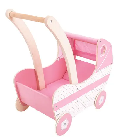 Bigjigs Toys Dřevěný kočárek pro panenky / od 3 let