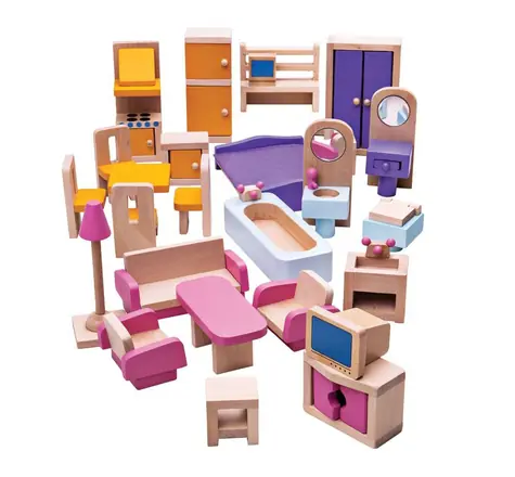 Bigjigs Toys Dřevěný nábytek do domečku pro panenky / od 3 let