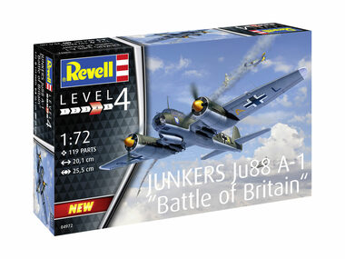 Revell Junkers Ju88 A-1 Bitva o Británii / Plastikový model / 1:72 / Počet dílků 125 / Obtížnost 4 / od 14 let