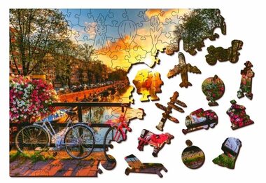 Wooden City 3D Puzzle Kola v Amsterdamu M / 150 dílů / od 8 let