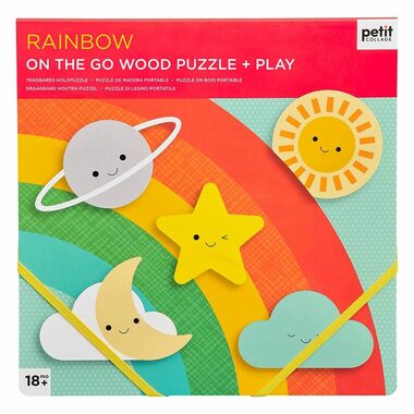 Petit Collage Robustní dřevěné puzzle Rainbow / od 18 měsíců
