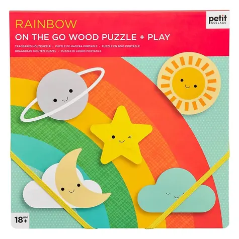 Petit Collage Robustní dřevěné puzzle Rainbow / od 18 měsíců