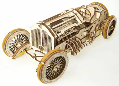 Ugears 3D dřevěné mechanické puzzle U9 Auto (Grand Prix) / od 14 let / 348 dílků / Obtížnost: vysoká