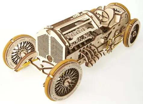Ugears 3D dřevěné mechanické puzzle U9 Auto (Grand Prix) / od 14 let / 348 dílků / Obtížnost: vysoká