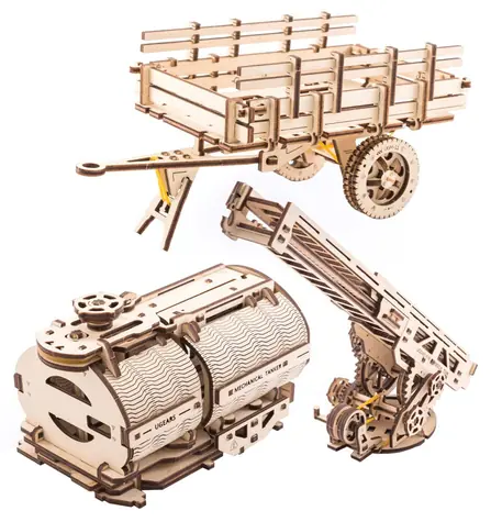 Ugears 3D dřevěné mechanické puzzle Sada příslušenství pro náklaďák UGM-11 / od 14 let / 322 dílků / Obtížnost: vysoká